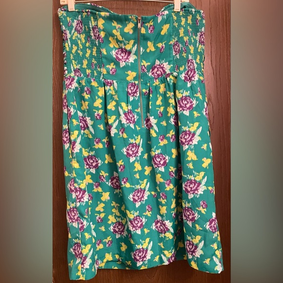 GAP Women Strapless Green Floral Dress Sz-18 - Picture 7 of 9